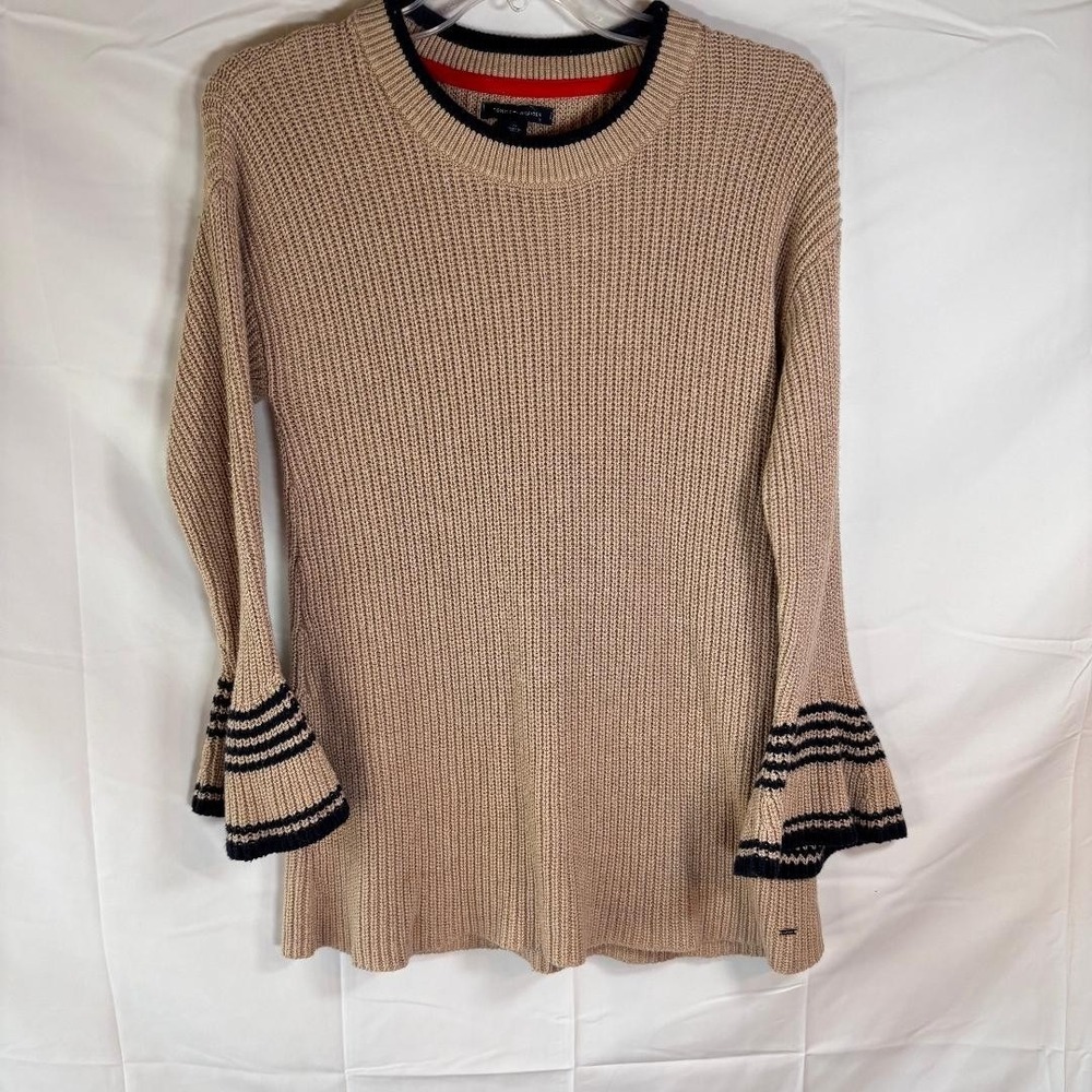 Tommy Hilfiger Beige Sweater with Bell Sleeves Women's Size M Preppy